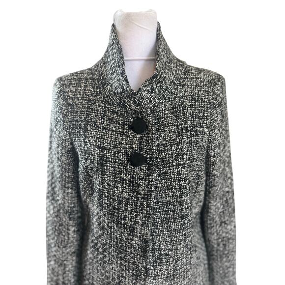 Vintage Austin Reed Black White Tweed 2 Button Stand Up Collar 6 EUC - Picture 2 of 8